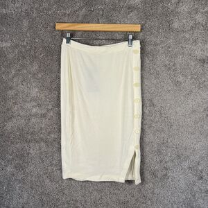 Chaser Skirt Womens Small Ivory Ribbed Pull On Elastic Waist Side Split Casual